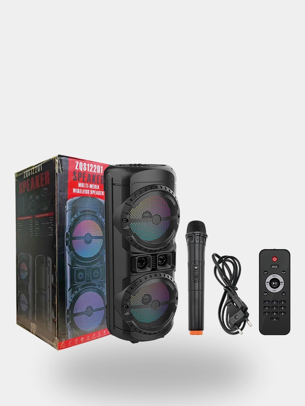 Колонка Bluetooth с LED-подсветкой ZQS 80Вт (USB/SD/AUX/FM) + микрофон/пульт