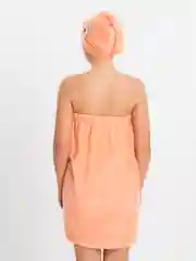 Кораллово-розовый банный набор. Халат килт махровый с чалмой полотенцем женский для бани