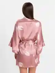 Розовый халат кимоно женский домашний шелковый