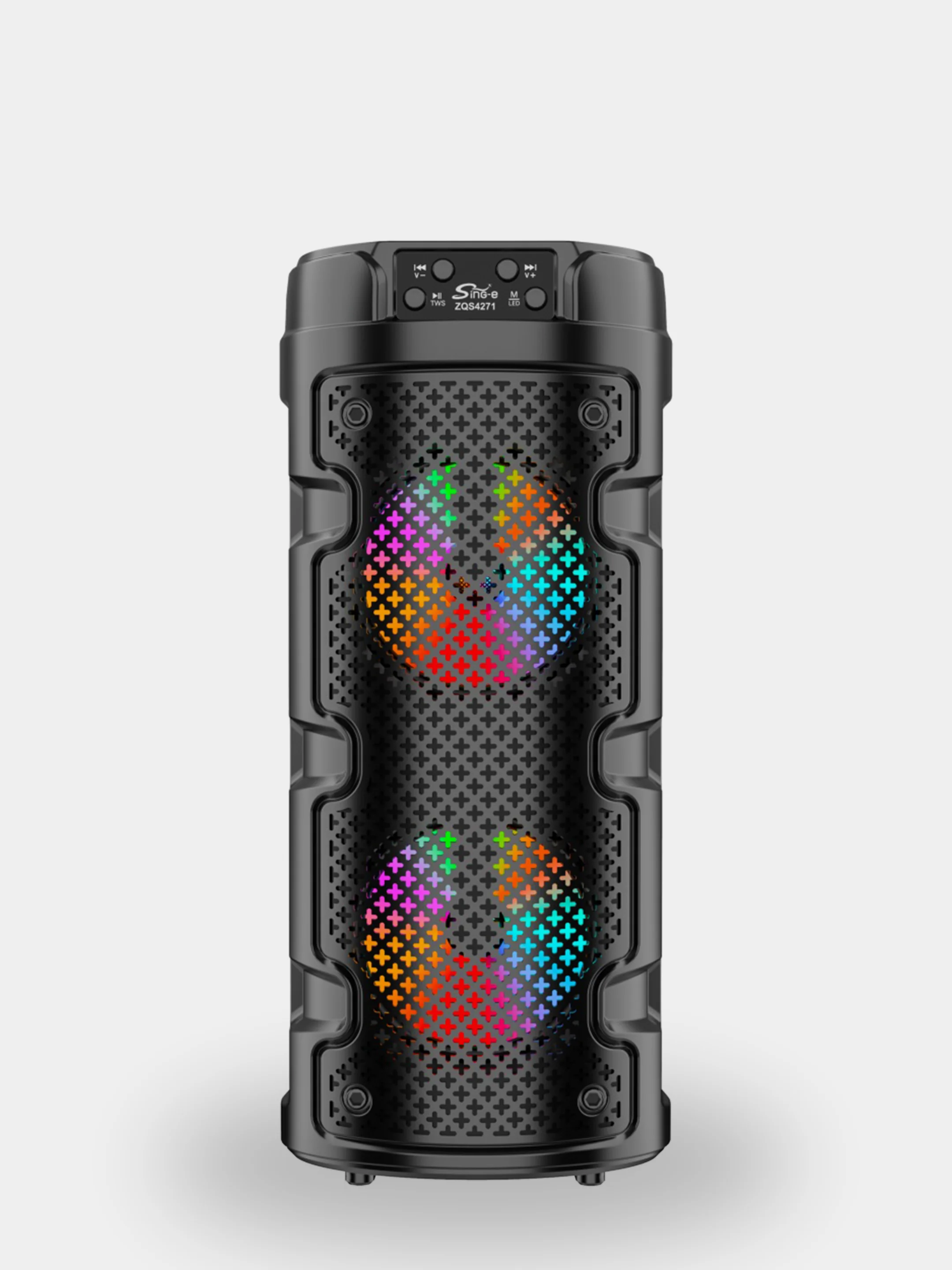 Тёмно-серый колонка Bluetooth с LED-подсветкой ZQS 16Вт (USB/SD/AUX/FM)