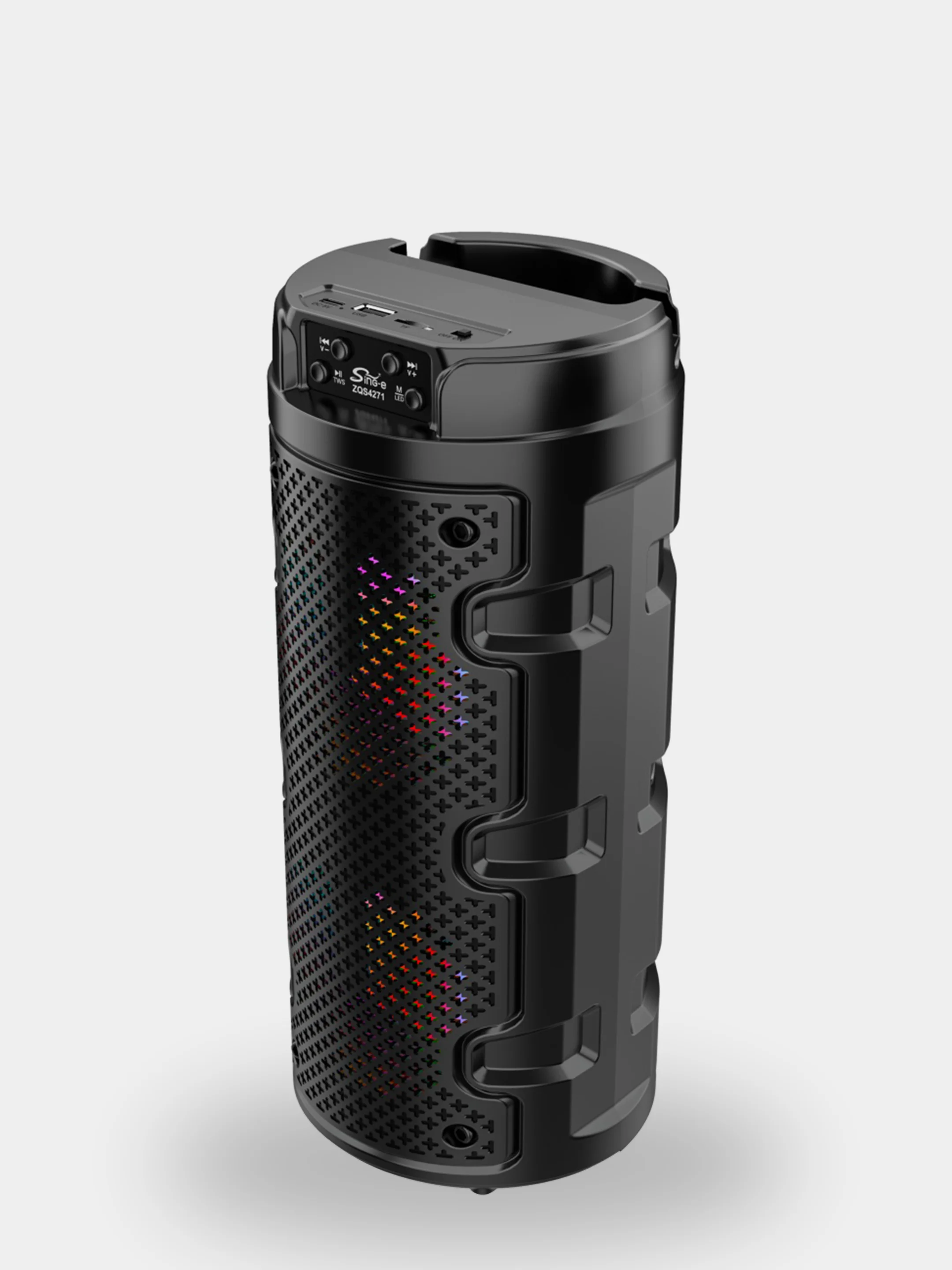 Тёмно-серый колонка Bluetooth с LED-подсветкой ZQS 16Вт (USB/SD/AUX/FM)