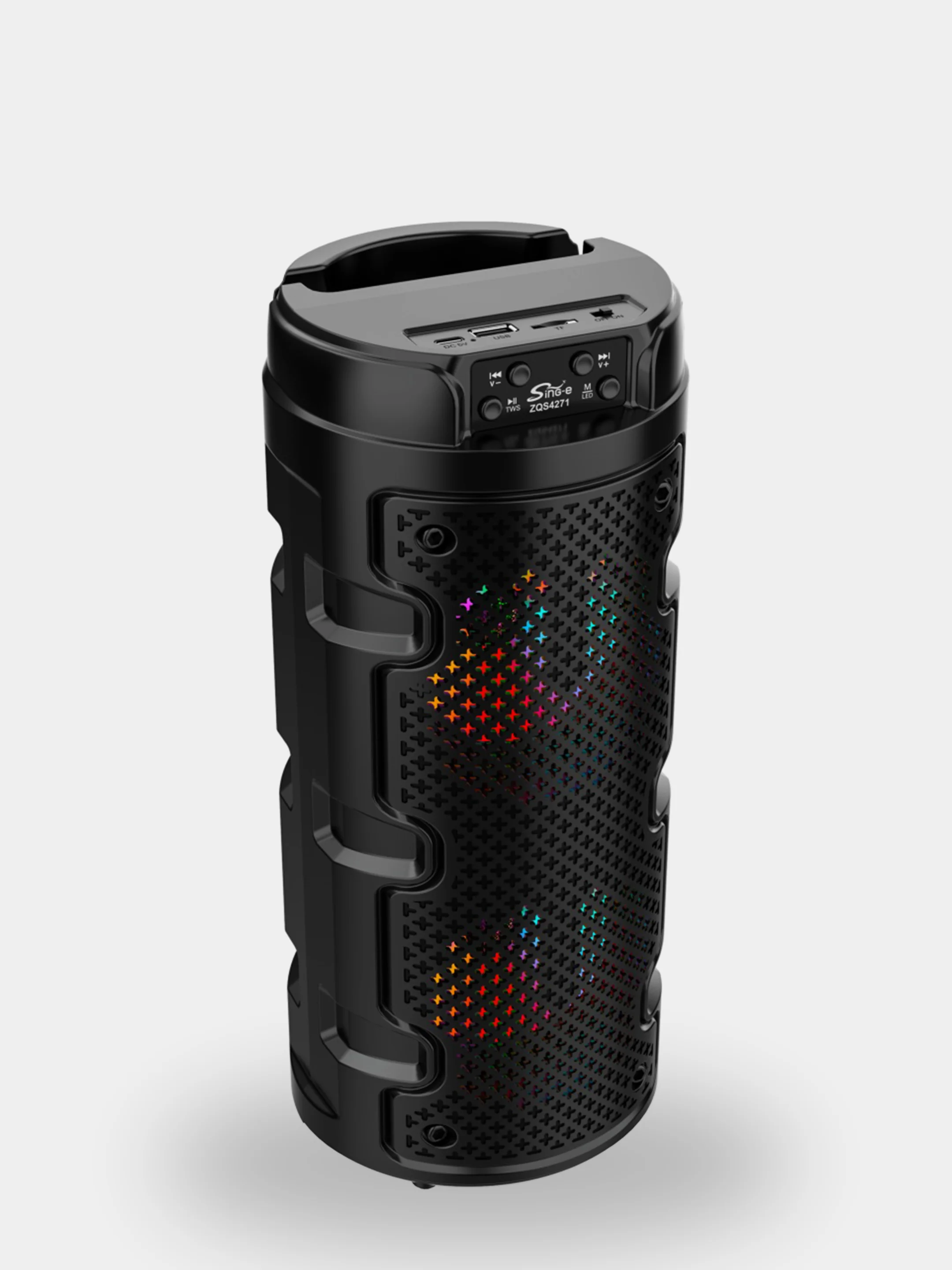 Тёмно-серый колонка Bluetooth с LED-подсветкой ZQS 16Вт (USB/SD/AUX/FM)
