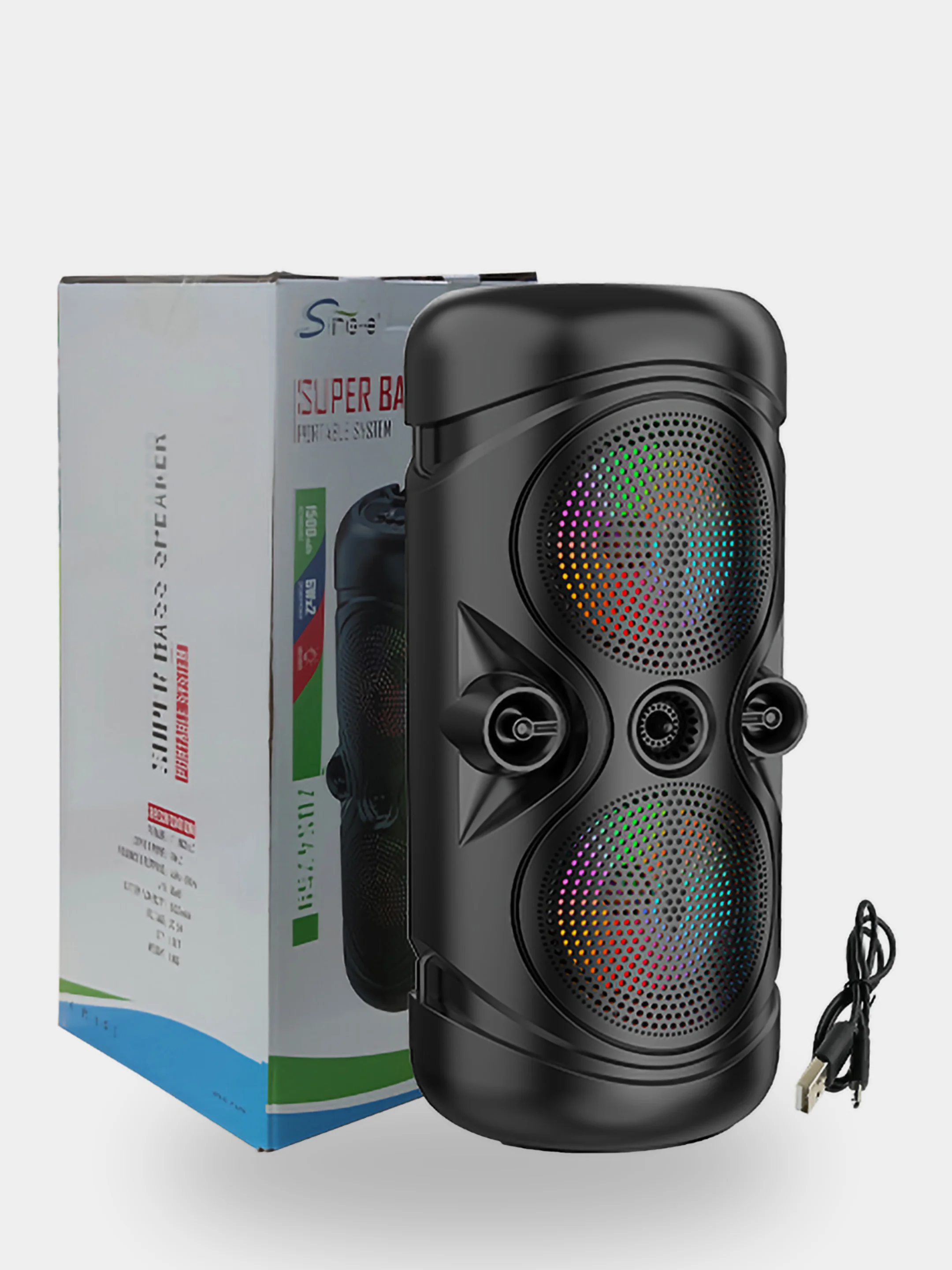Хром колонка Bluetooth с LED-подсветкой ZQS 16Вт (USB/SD/AUX/FM)