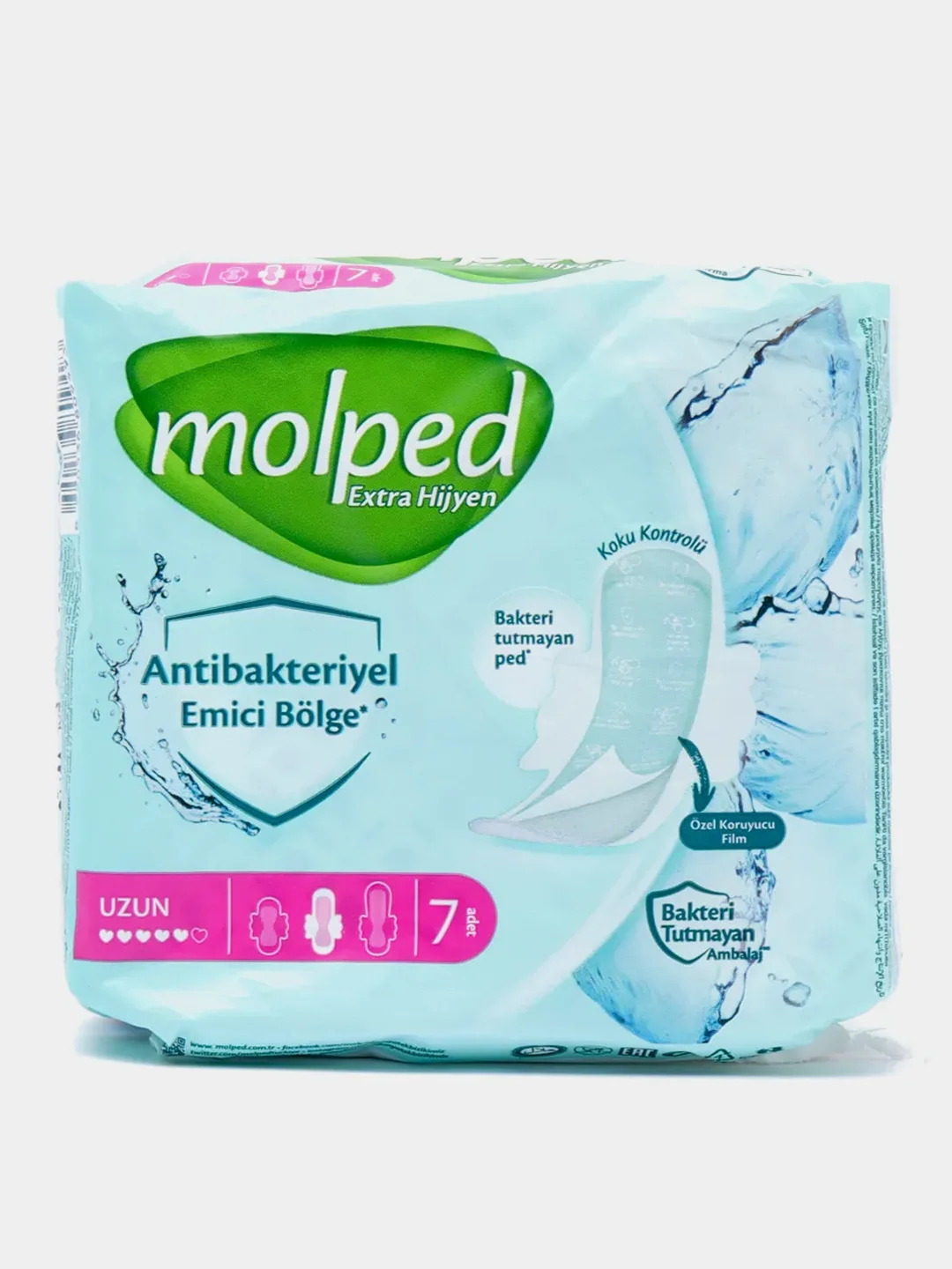 Набор гигиенических прокладок Molped Antibac Long, антибактериальные, 5 капель