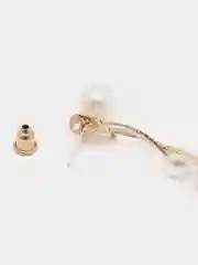 Белый серьги-гвоздики, кольца, золотые, с жемчугом, стразы