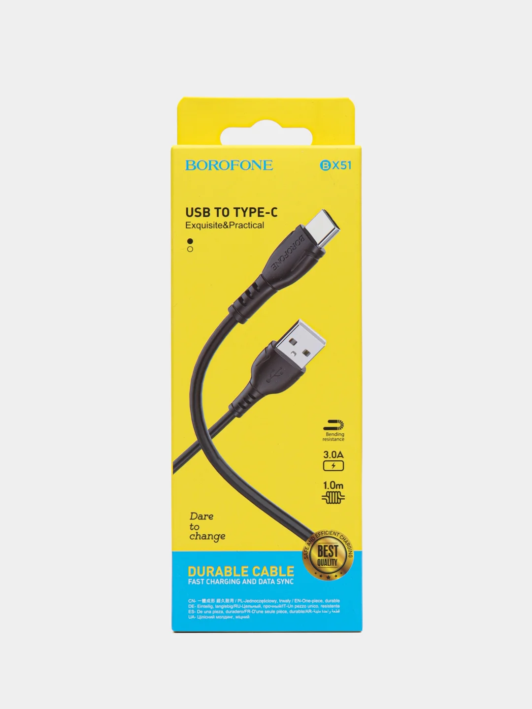 Черный кабель для передачи данных и зарядки мобильных устройств USB - Type-C BOROFONE BX51, 1 м