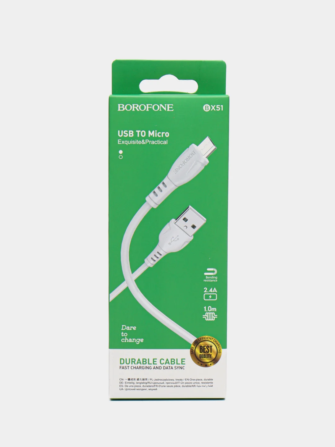 Белый кабель для передачи данных и зарядки мобильных устройств USB - micro USB BOROFONE BX51, 1 м