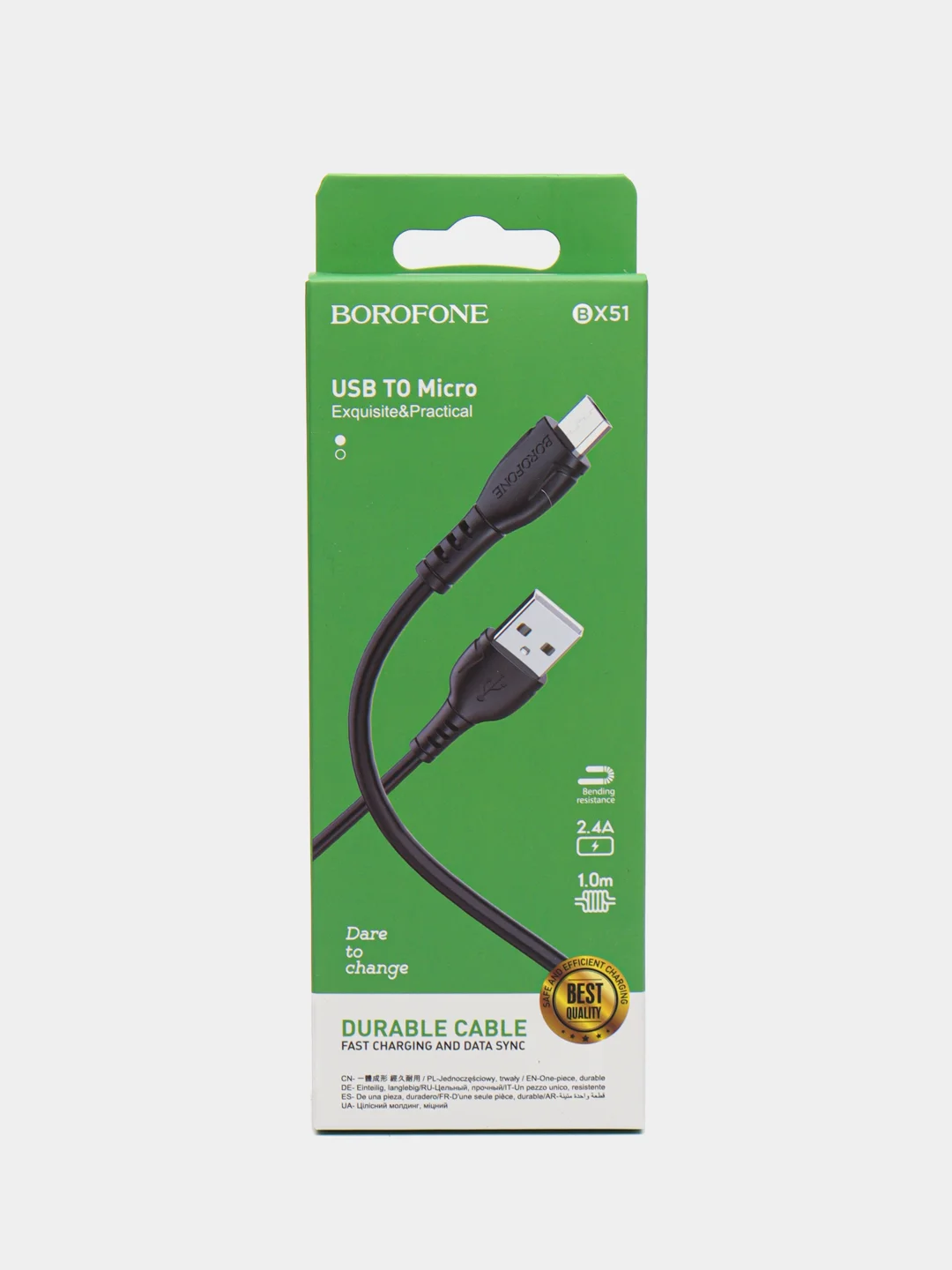 Черный кабель для передачи данных и зарядки мобильных устройств USB - micro USB BOROFONE BX51, 1 м