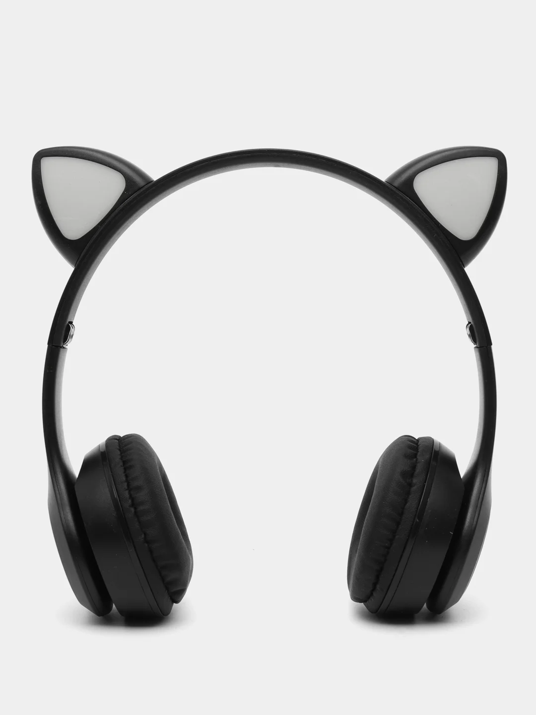 Наушники светящиеся ушки, беспроводные "Котик", черные W-03
