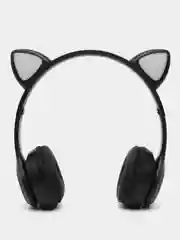Наушники светящиеся ушки, беспроводные "Котик", черные W-03