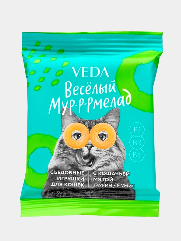 Лакомство для кошек ВЕСЕЛЫЙ МУР-Р-РМЕЛАД, съедобные игрушки с кошачьей мятой, 6 г