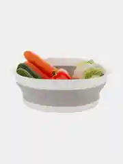 Серый дуршлаг складной КАРТОФАН силиконовый, миска для мытья макарон, овощей, фруктов и ягод
