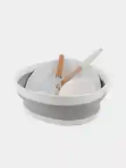 Серый дуршлаг складной КАРТОФАН силиконовый, миска для мытья макарон, овощей, фруктов и ягод