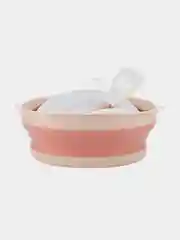 Розовый дуршлаг складной КАРТОФАН силиконовый, миска для мытья макарон, овощей, фруктов и ягод