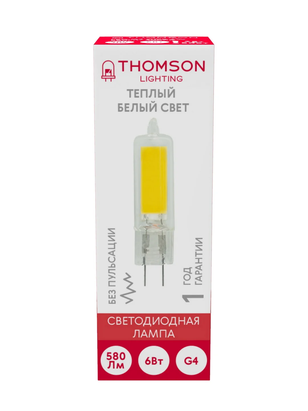 Лампочка светодиодная THOMSON TH-B4220 6 Вт, G4, капсула, 3000K теплый свет