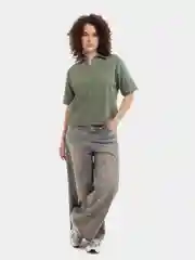 Оливковый поло женское, в полоску,  футболка
