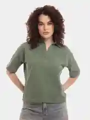 Оливковый поло женское, в полоску,  футболка