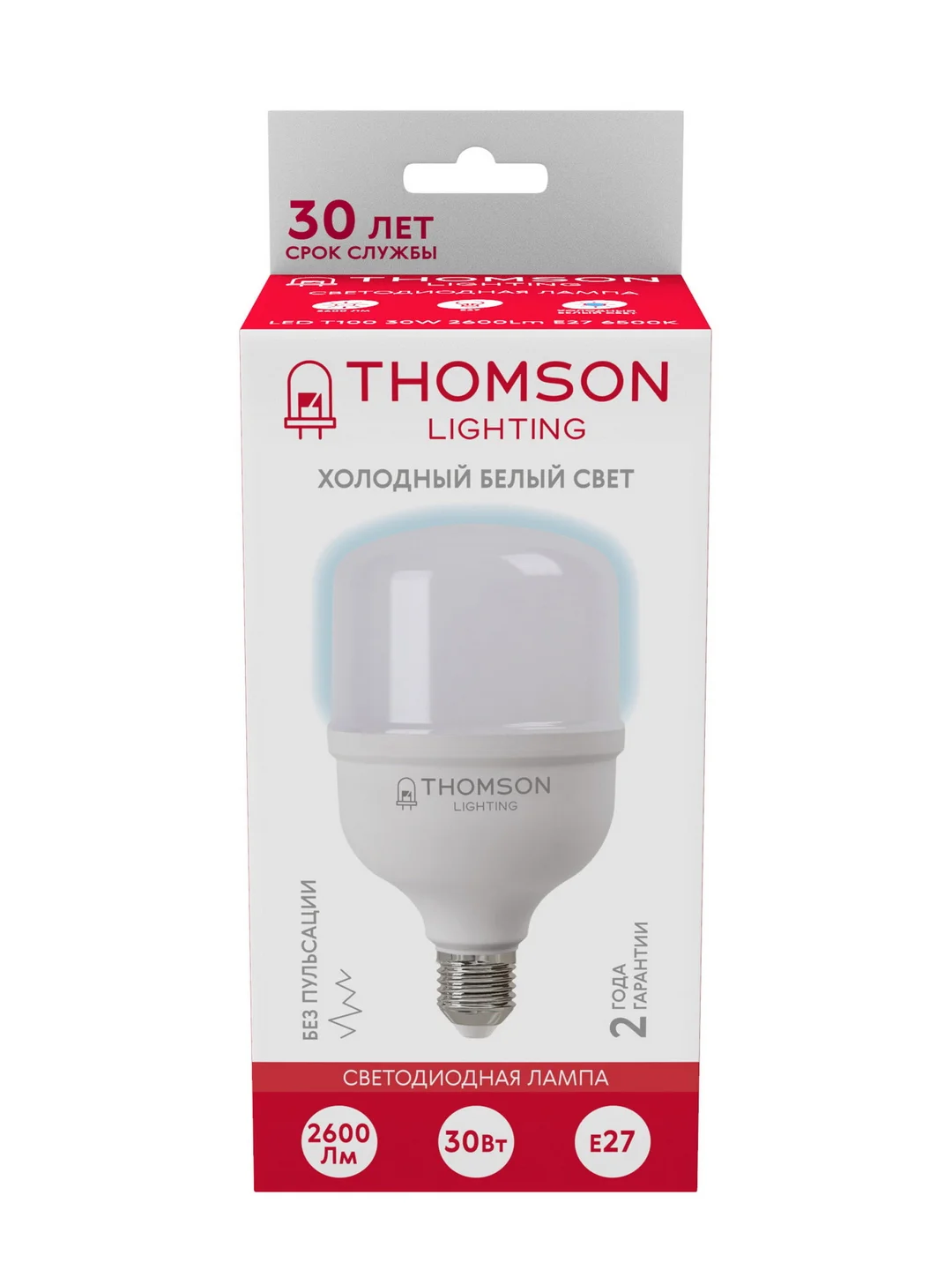 Лампочка светодиодная THOMSON TH-B2364 30 Вт, E27, T100, цилиндр, 6500K холодный свет