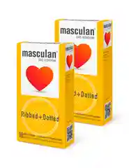 Презервативы Masculan Ribbed+Dotted №10, 2 уп. (20 презервативов, с колечками/пупырышками)