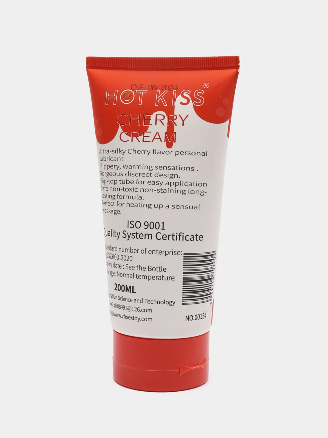 Розовый лубрикант Hot Kiss 200 мл для пениса, вибратора, фаллоимитатора, гель-смазка