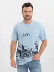 Голубой футболка с принтом
