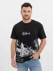 Черный футболка с принтом
