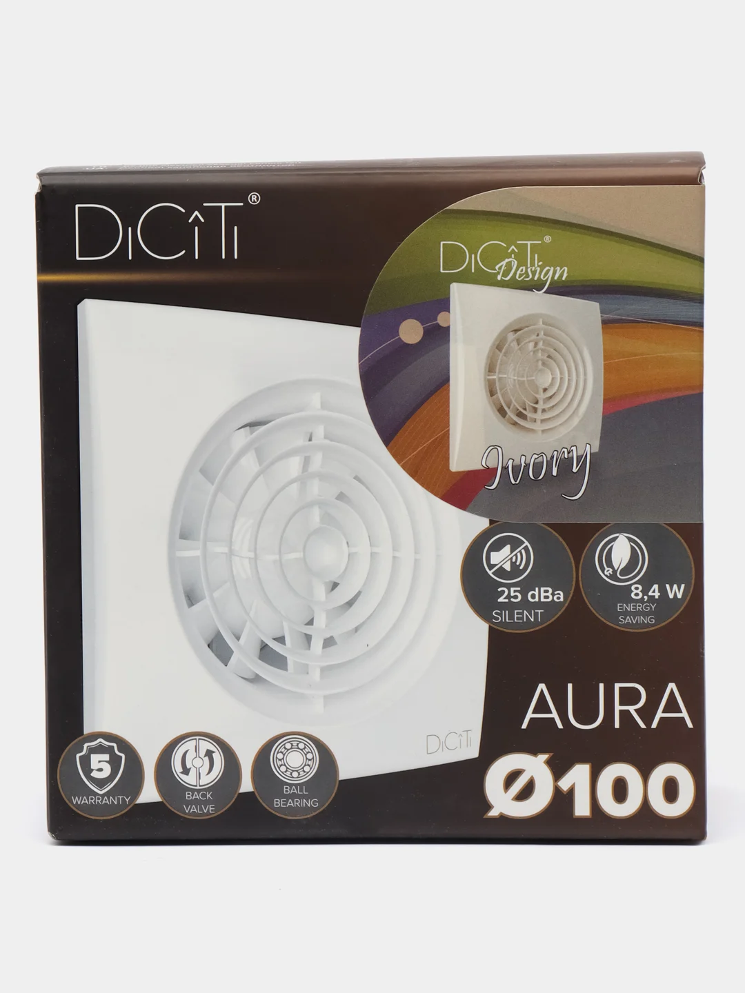 Вытяжной вентилятор 100 125 AURA C Ivory бесшумный с обратным клапаном слоновая кость
