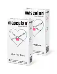 Презервативы Masculan Ultra Safe Black №10, 2 уп, 20 презервативов, ультрапрочные, черные