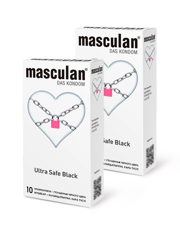 Презервативы Masculan Ultra Safe Black №10, 2 уп, 20 презервативов, ультрапрочные, черные