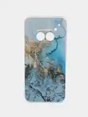 Голубой силиконовый чехол на Nothing Phone 2a /Нотинг Фон 2а прозрачный, с рисунком, защита камеры