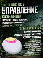 Фиолетовый вибратор с вакуумно-волновой стимуляцией клитора, на пульте управления