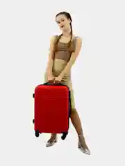Красный чемодан на колесах, дорожный, пластиковый, с кодовым замком