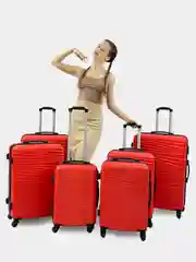 Красный чемодан на колесах, дорожный, пластиковый, с кодовым замком