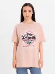 Бежевый футболка с принтом