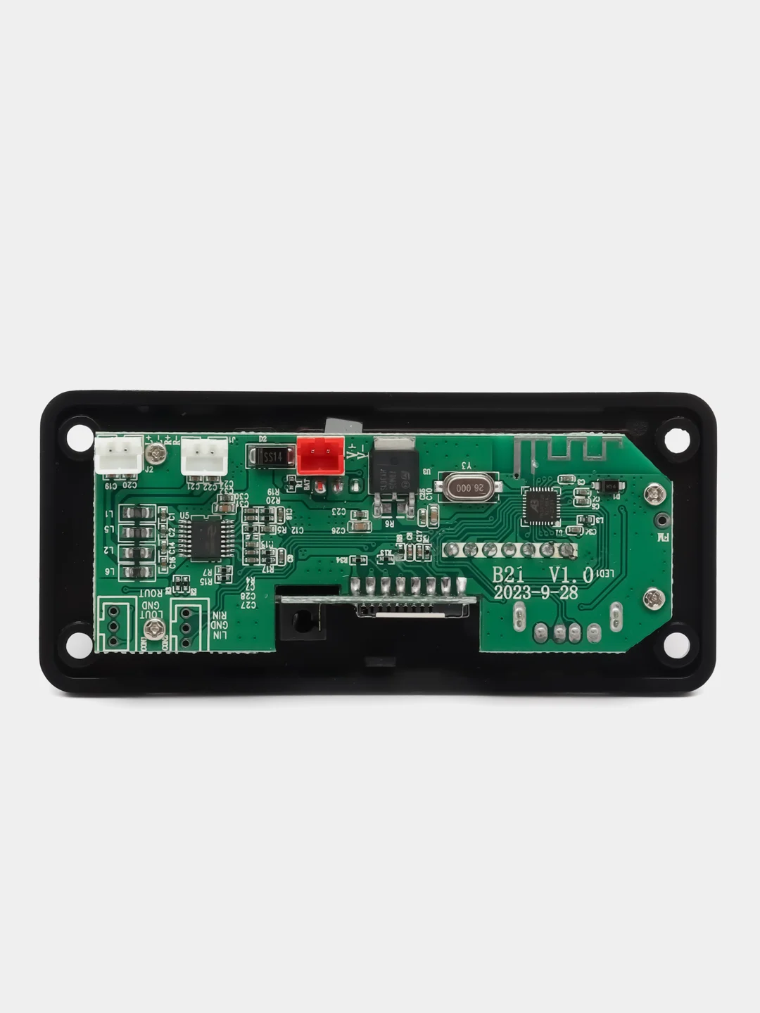 Встраиваемый стерео аудио модуль MP3 c пультом управления и шлейфом 12V 2*25W 916BT