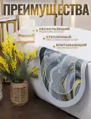 Синий меланж коврик для ванной и туалета быстросохнущий влаговпитывающий 60*80