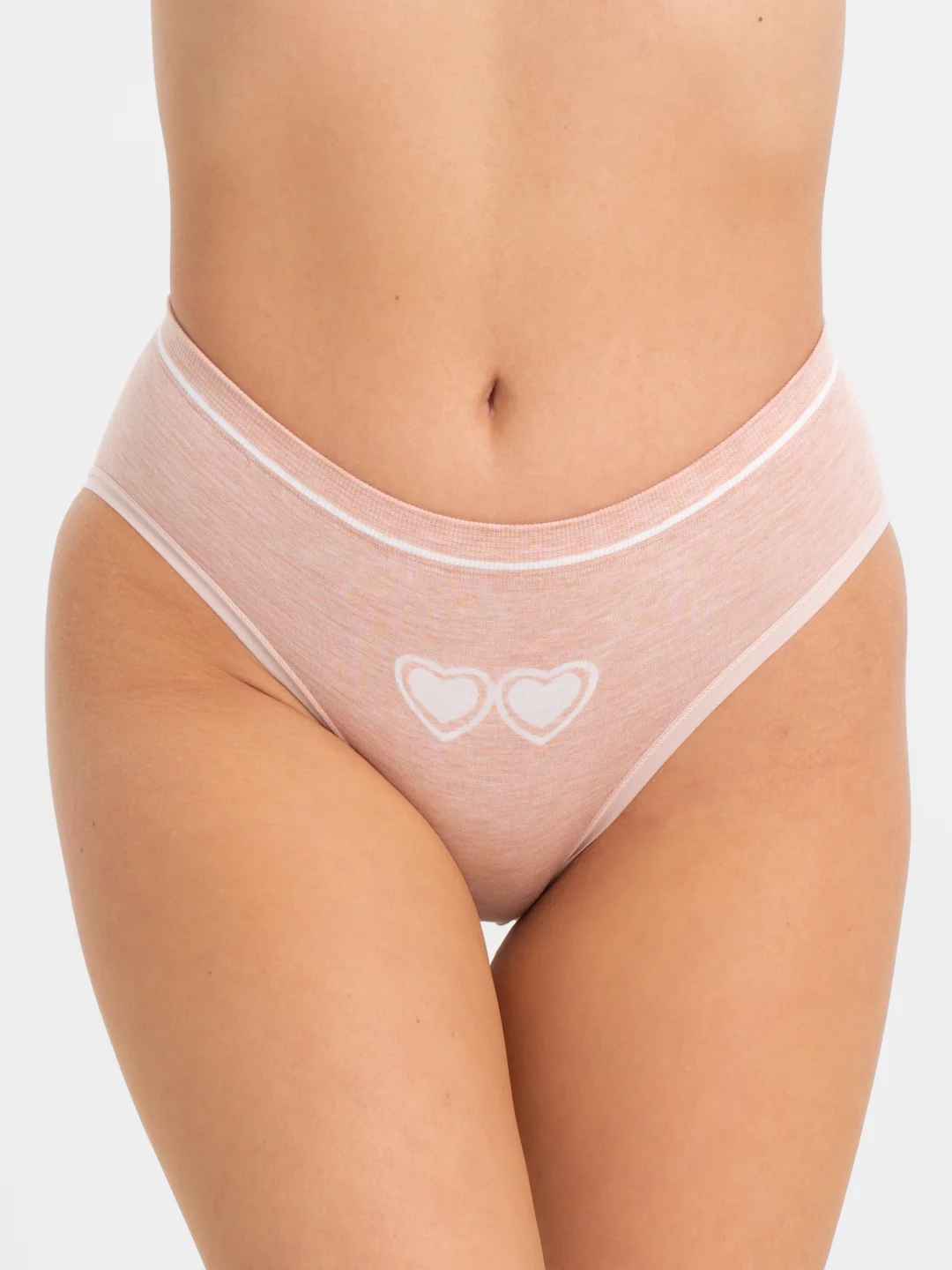 Розовый трусы с сердечком, бесшовные, one size 42-48