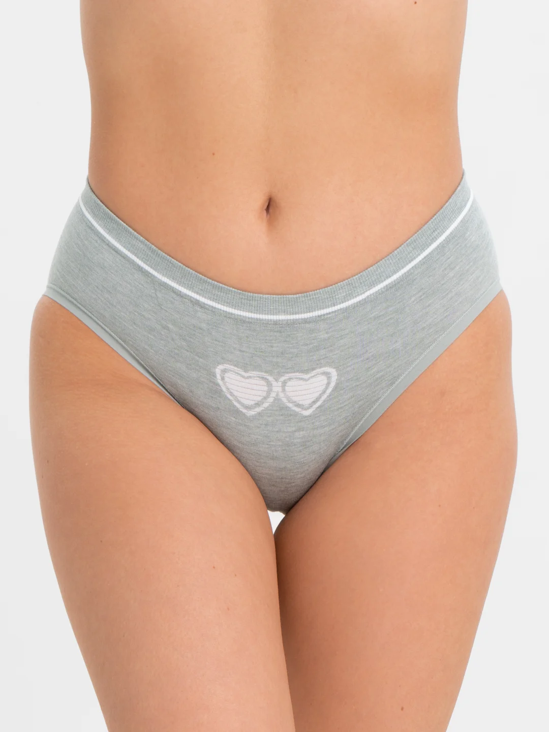 Зеленый трусы с сердечком, бесшовные, one size 42-48