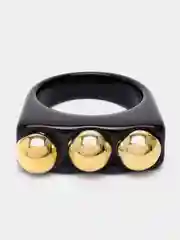 Черный кольцо акриловое узкое 3 шарика под металл HG (размер 19,5)