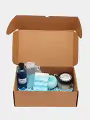 Голубой spa набор для ванной с кокосом. Подарочный набор. Подарок на день рождения