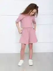 Желтый костюм для девочки шорты и топ. Комплект для девочки
