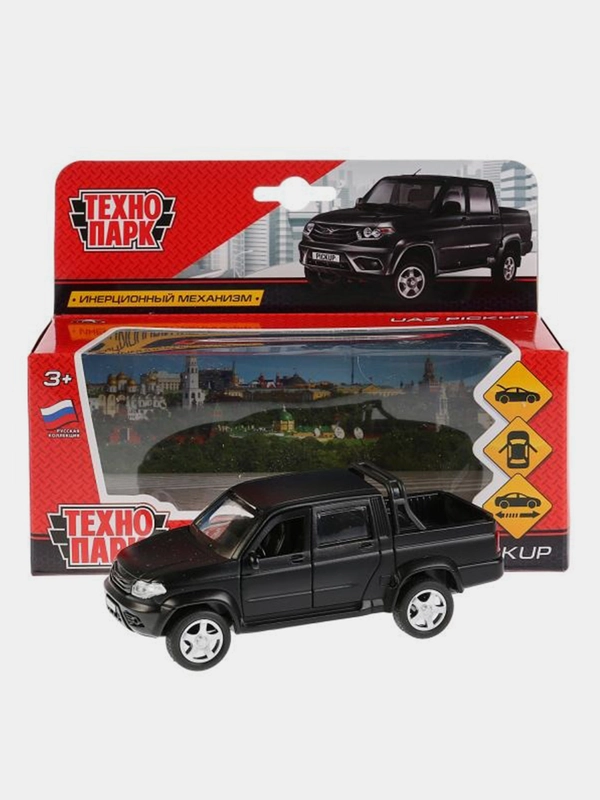 Машина Технопарк UAZ Pickup, черный, 12 см