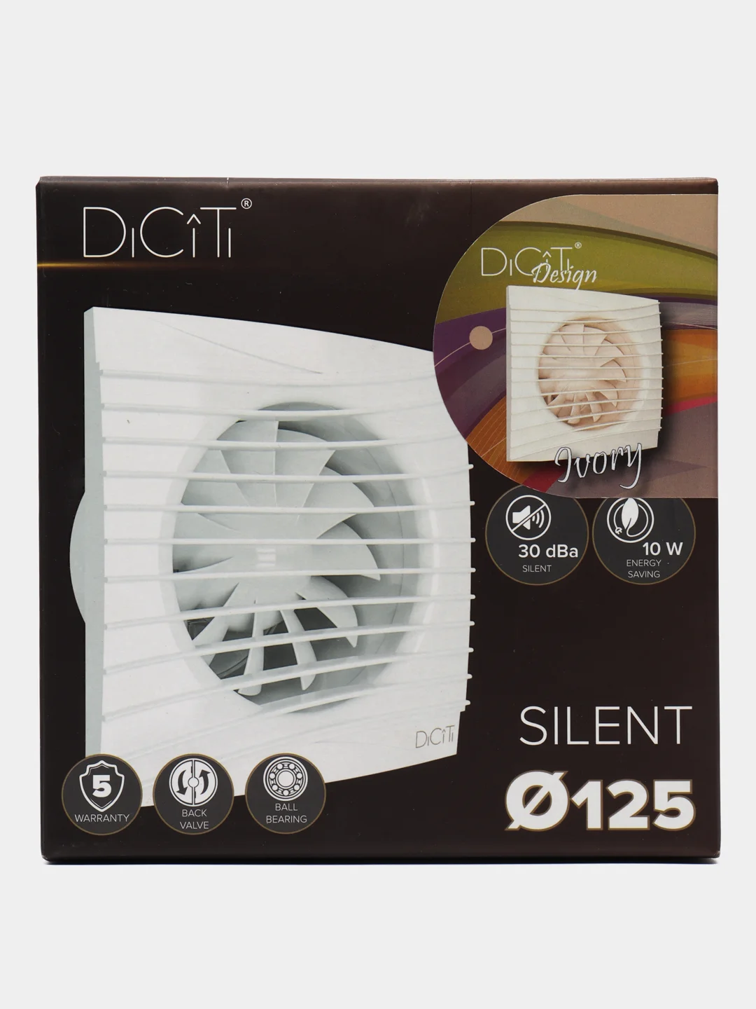 Вытяжной вентилятор бесшумный  SILENT C Ivory D 100-125 с клапаном слоновая кость