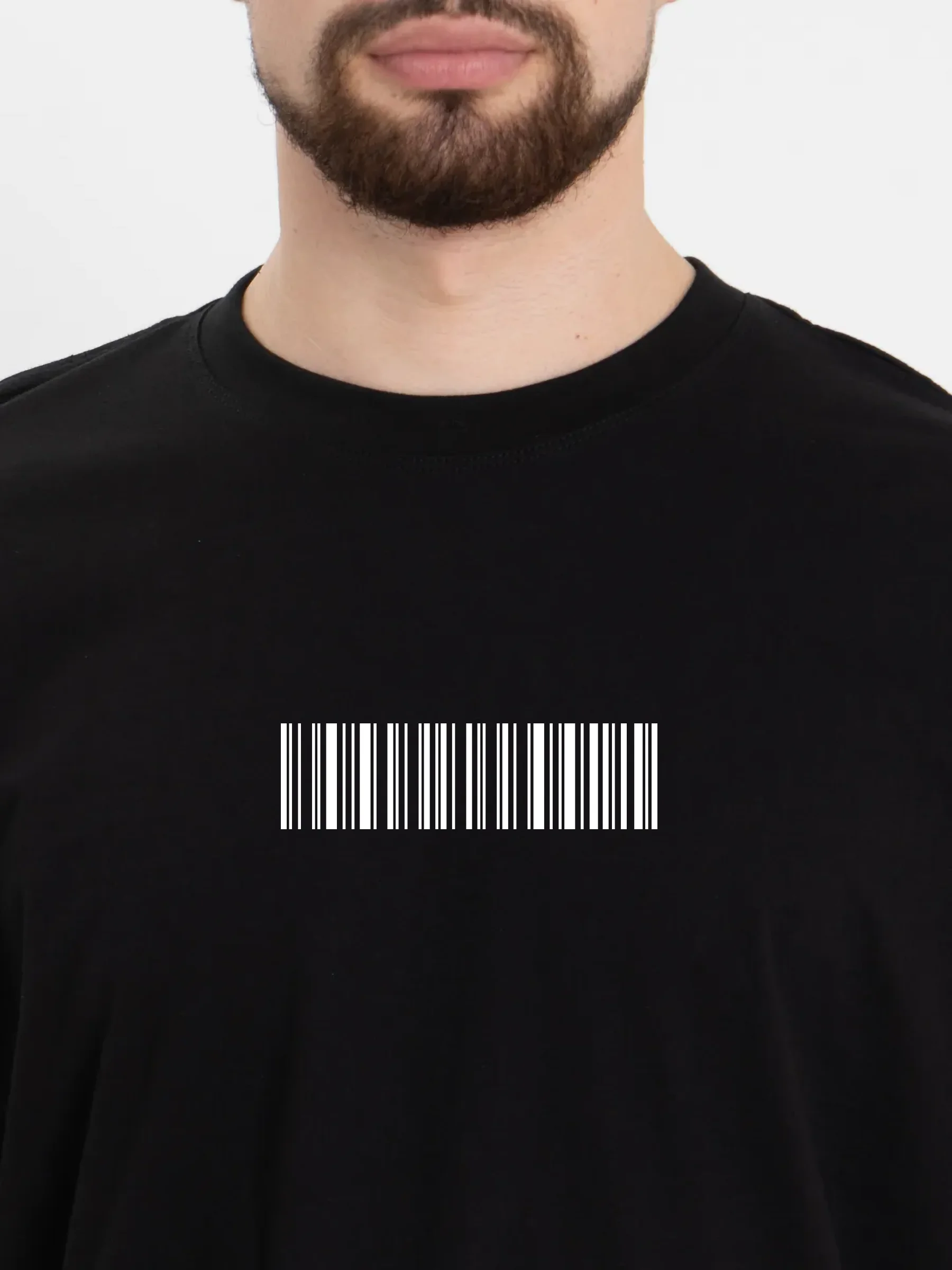 Футболка оверсайз "Штрихкод", унисекс, OverSize T-Shirt, хлопок, черная