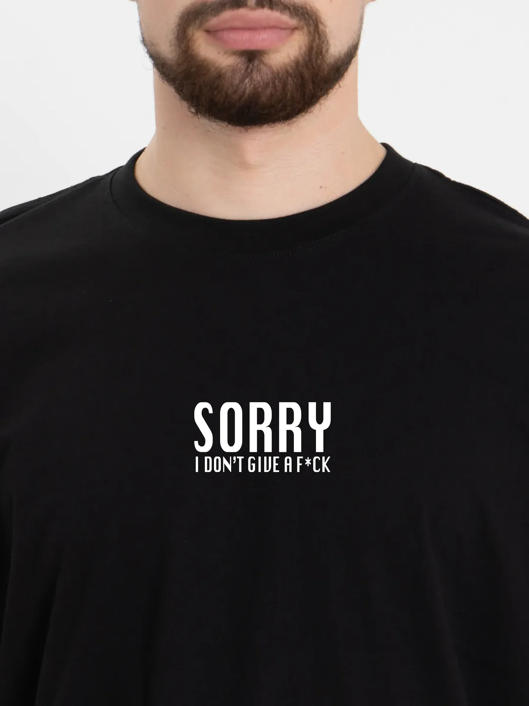 Футболка оверсайз "Извини, но" унисекс, OverSize T-Shirt, хлопок черная