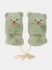 Мятный варежки детские, меховые, для девочек