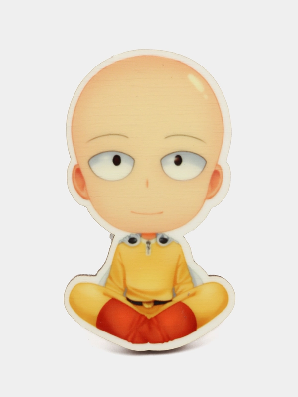 Значок деревянный по мотивам аниме "One Punch-man - Сайтама"