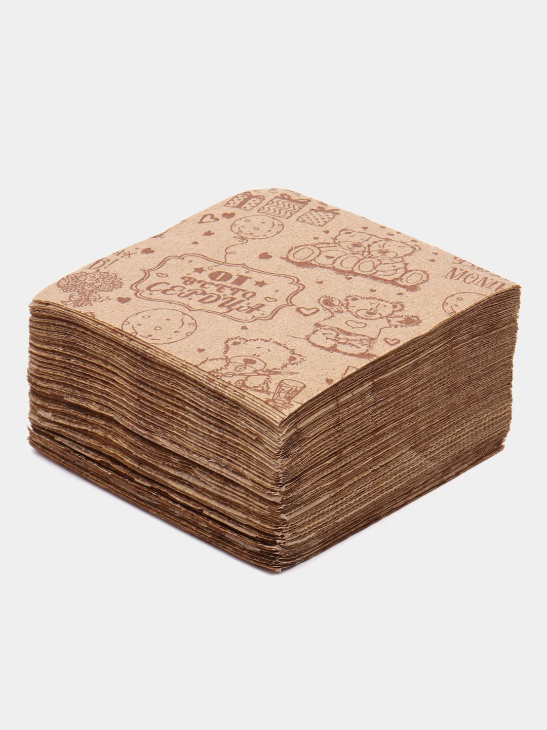 Коричневый салфетки бумажные крафт, 100 шт, 25*25 см