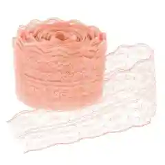 Коралловый меланж кружевная лента. Капрон. Кружево