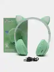 Зеленый беспроводные наушники Bluetooth, со светящимися ушками, детские